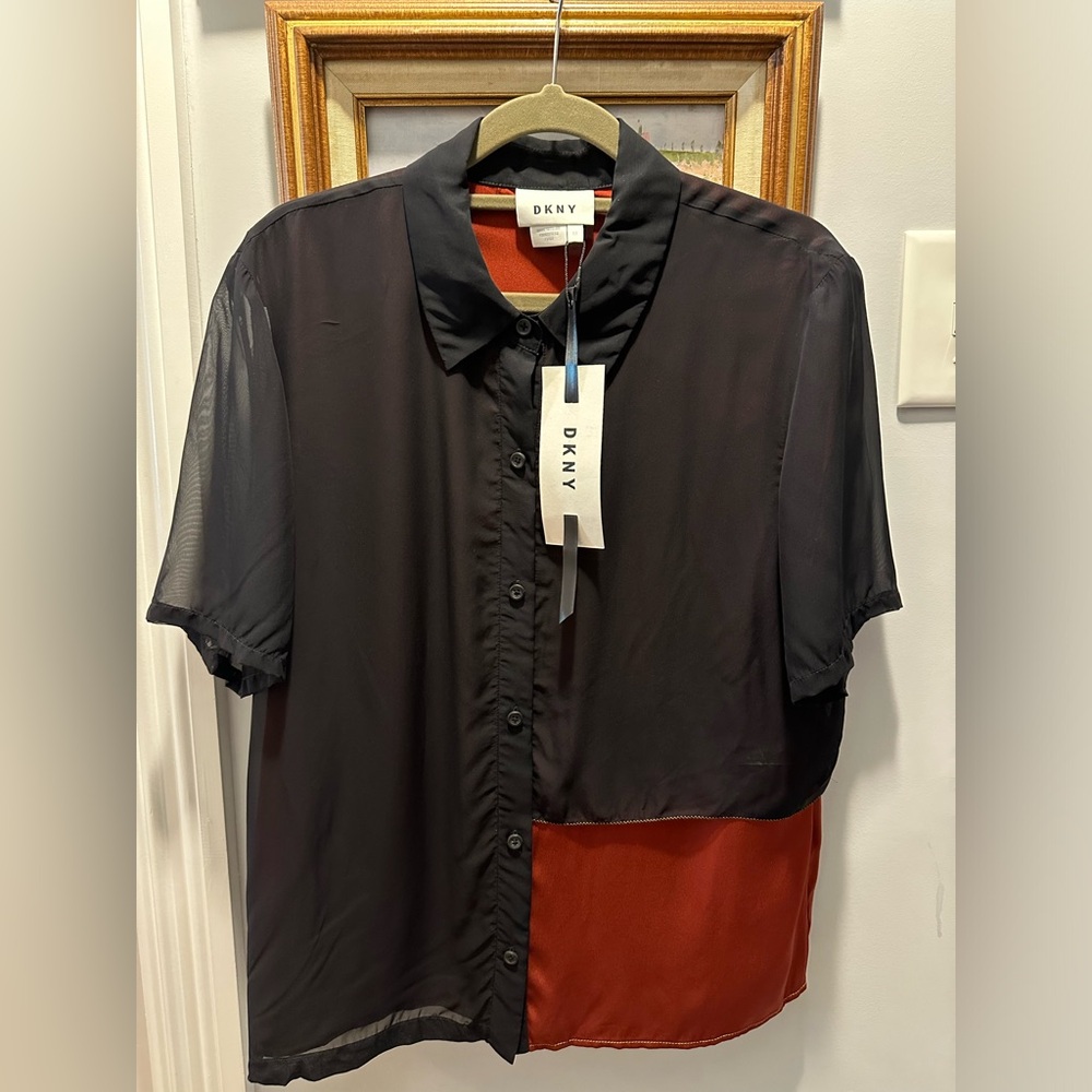 DKNY Black and Red Shirt with a nice detail on the side